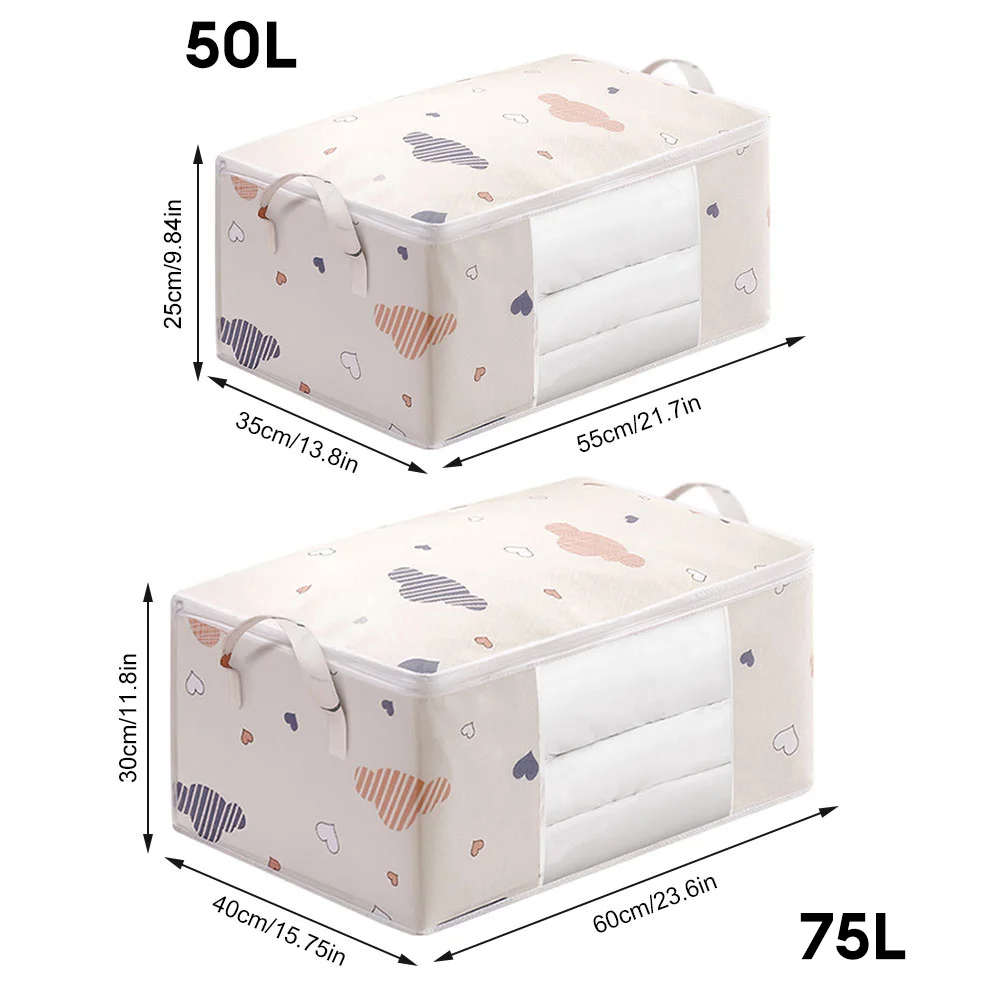 Large Quilt Storage Bag Dust-proof Wardrobe Quilt Clothes Organizer Folding Household Blanket Sorting Bag Storage Box Moving Bag