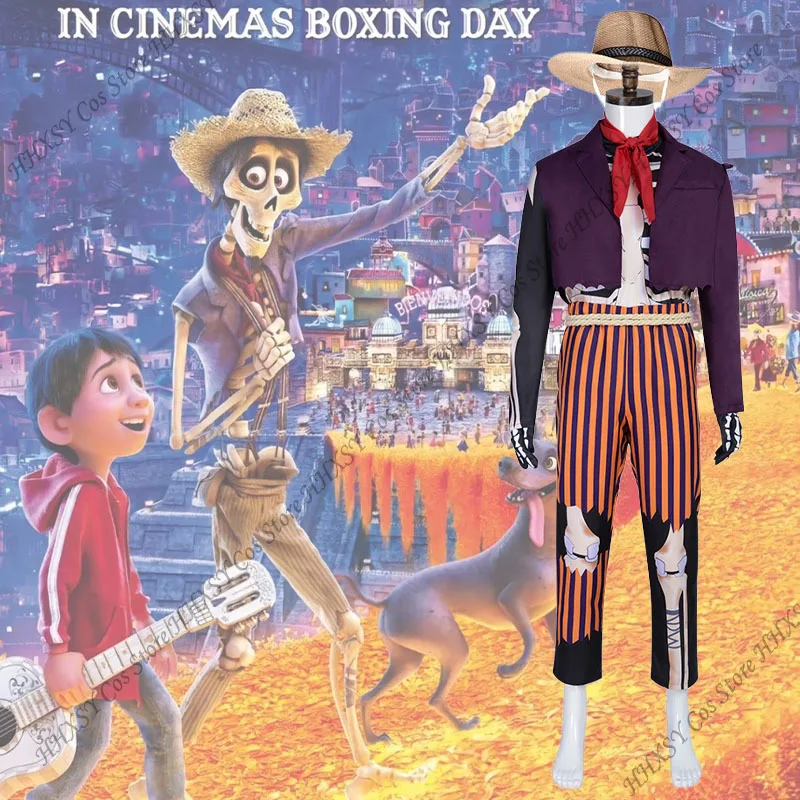 

Костюм для косплея из фильма Coco Hector Rivera, шляпа, веревка для взрослых, мужская униформа для ролевых игр, одежда на Хэллоуин, реквизит для мужчин и женщин