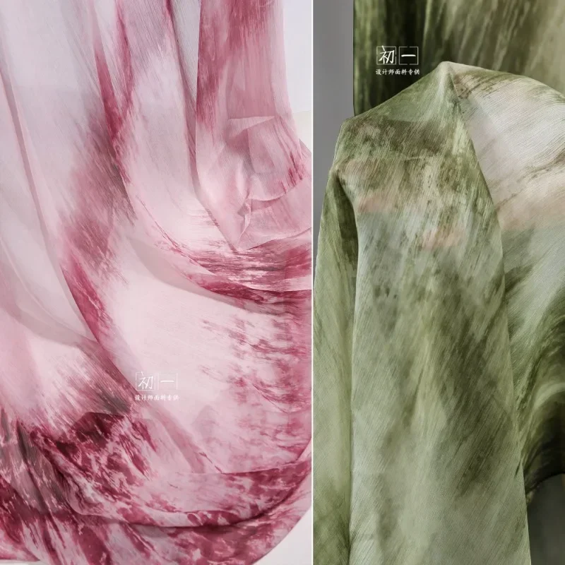 

Градиентная пряжа, 4 цвета, коллекция, элегантное, легкое, дышащее, полупрозрачное шифоновое платье, дизайнерская ткань для одежды