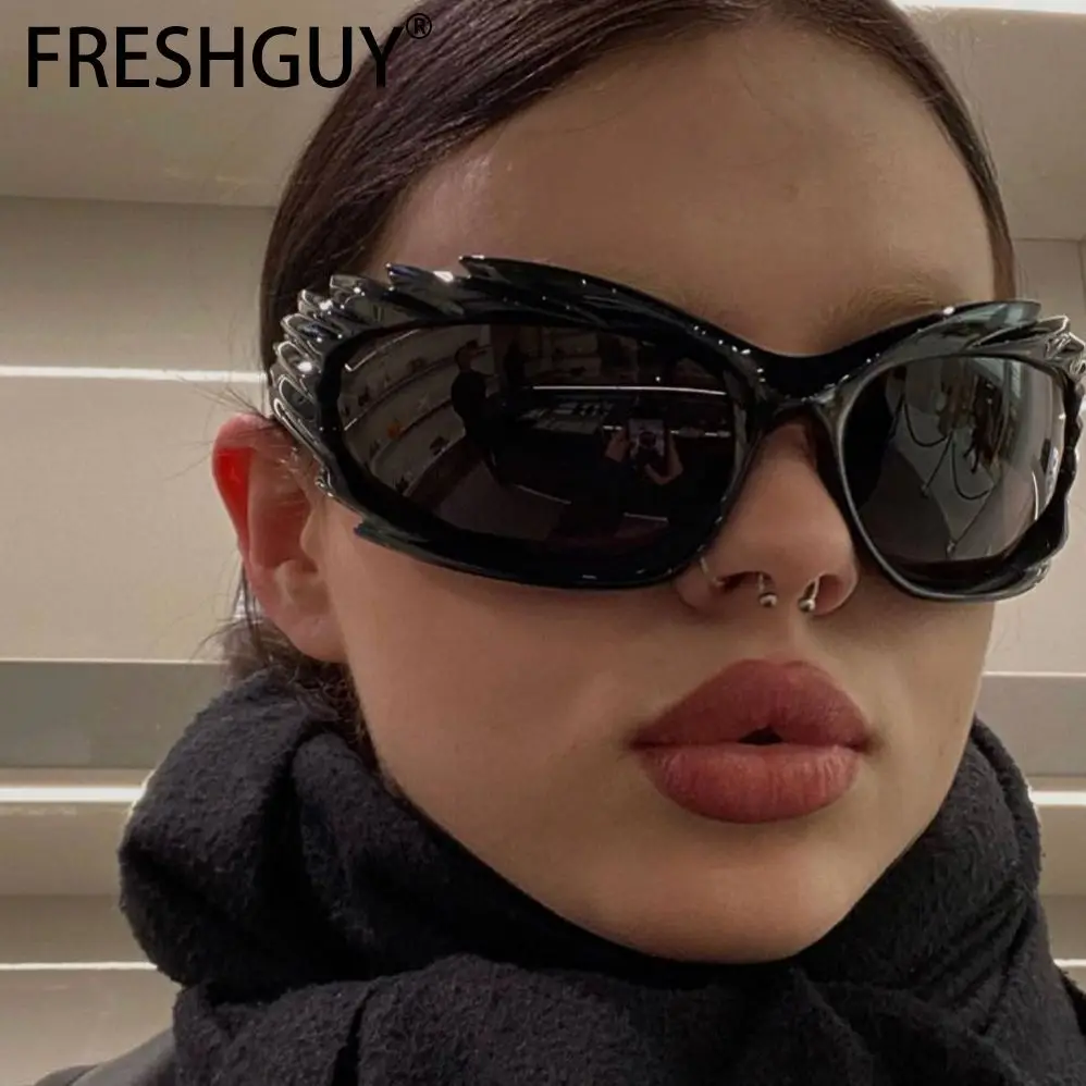 FRESHGUY Fashion Women's Sunglasses Personality Design Wing Shape Y2K Glasses Eyewear 2024 New Sunglasses Unisex