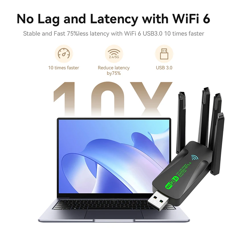 WiFi 6 AX900 USB محول بلوتوث 5.4 ثنائي النطاق 2.4G 5G 4 هوائيات WiFi6 USB شبكة استقبال دونغل سائق فوز مجاني 10/11