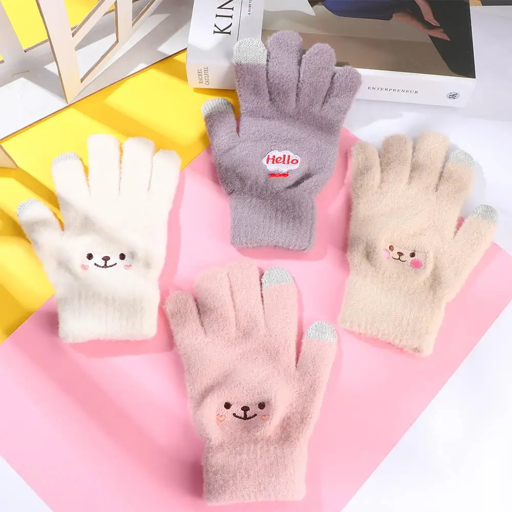 

Japanese Cute Cartoon Student Men Full Finger Warm Mittens Touch Screen Gloves Knitted Gloves