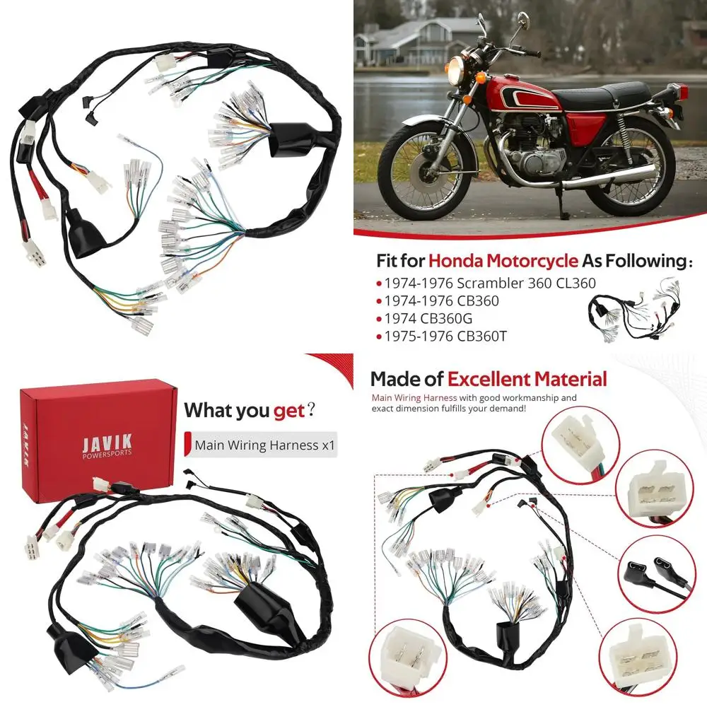 

Main Wiring Harness for Honda CB360T CB360G CB360 Scrambler 360 CL360 1974-1976 O.E.M# 32100-387-000 32100-369-000