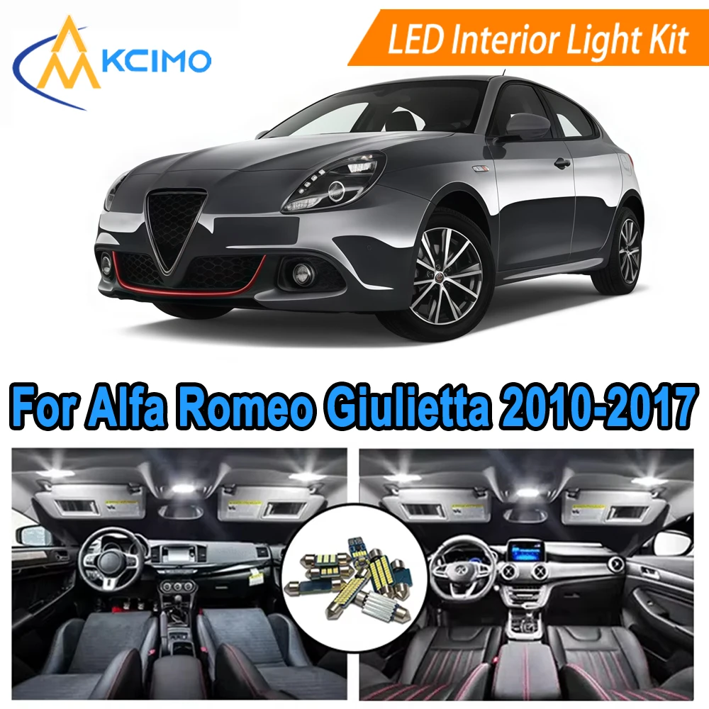 

LED Interior Light Set Direct Fit For Alfa Romeo Giulietta 940 (2010-2017) Bright White/Blue Dome Map Door Bulbs Kit