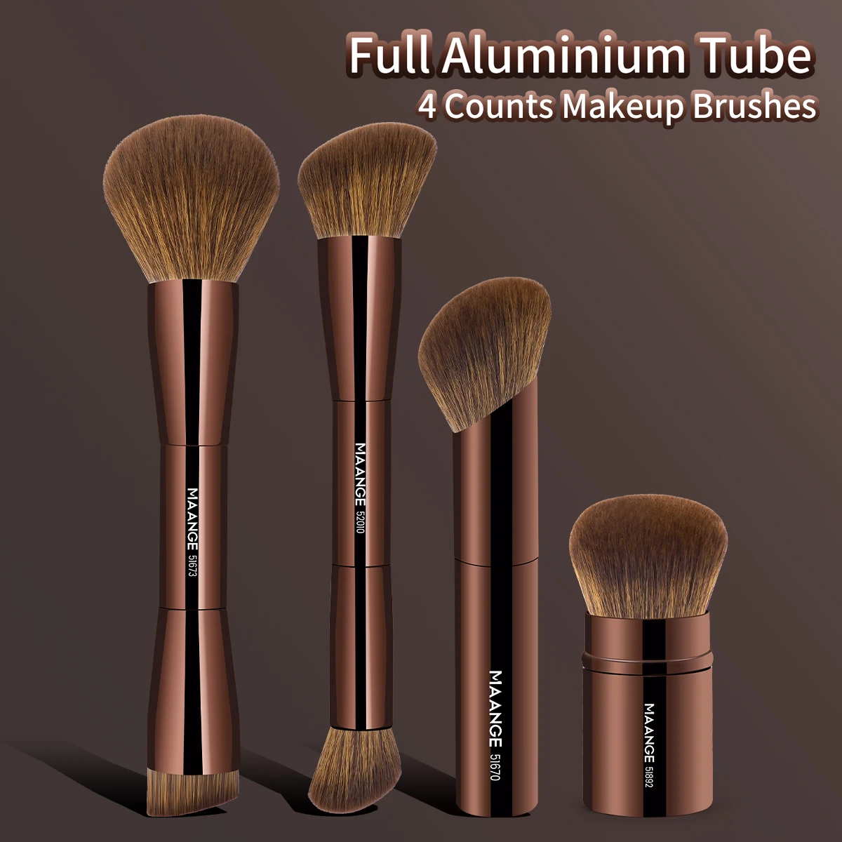 MAANGE 4pcs Makeup Brushes Dual-ended Foundation Brushes Retractable Airbrush Kabuki Brush for All Face Makeup Liquid Cream Tool