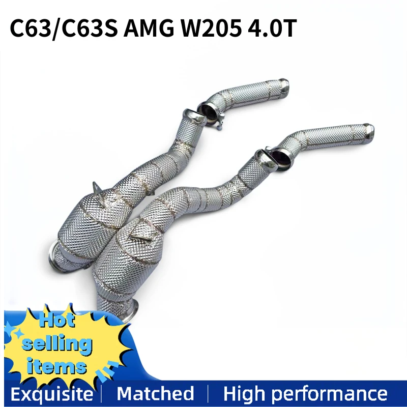 For Mercedes Benz C63/C63S AMG W205 4.0T 2015-2023 Stainless Steel Exhaust Downpipe with Catalyst Automotive Exhaust Pipe