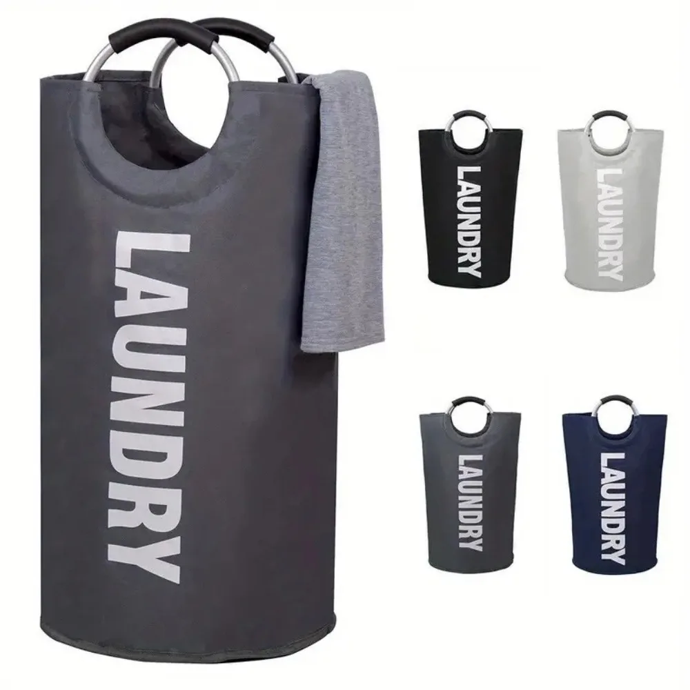 90L Oxford Fabric Laundry Basket Foldable Dirty Clothe Storage Bag Waterproof Hamper with Handle for Home Bathroom Toy Organizer