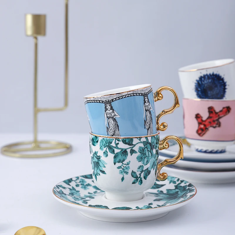 Greek Goddess Italian Gold-Plated Mini Coffee Cup Gift Box Art Afternoon Tea Coffee Cup Coffee Cup Set Porcelain Cup CeramicCup