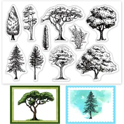 1Sheet Various Trees Clear Stamp Landscape Silicone Clear Stamp Natural Plant Rubber Stamps for Scrapbook Journal Card Making