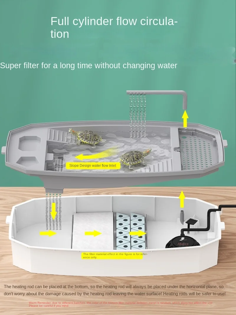 Turtle Tank with Sunroof Terrace Landscape Villa Household Ecological Tank Turtle Box House