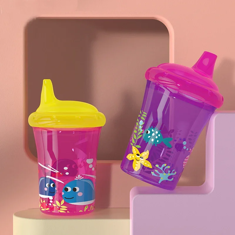 260ml Baby Spill Resistant Cup Toddler Bite Resistant Cup BPA Free Newborn Training Cup Bottle Randomised pattern