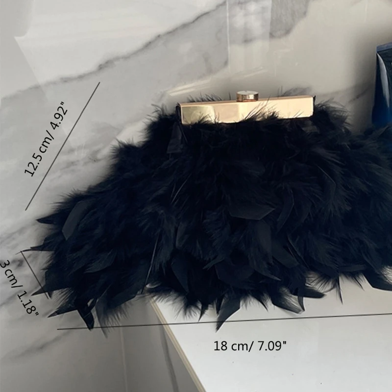 Women's Evening Bag Plush Clutch Purse Mini Crossbody Bag Evening Clutch E74B