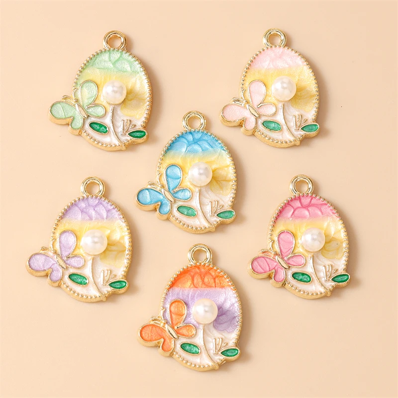 10 Stück 17x21mm Niedliche Emaille-Schmetterlings- und Blumenanhänger für die Herstellung von Ohrringen, Halsketten, Armbändern, DIY-Bastelarbeiten und Schmuckzubehör – Detail 4