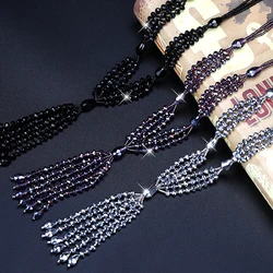 2024 Fashion Long Necklaces Femme Crystal Long Necklaces Kpop Simple Tassel Sweater Chain Lady Neck Pendants Accessories Decor