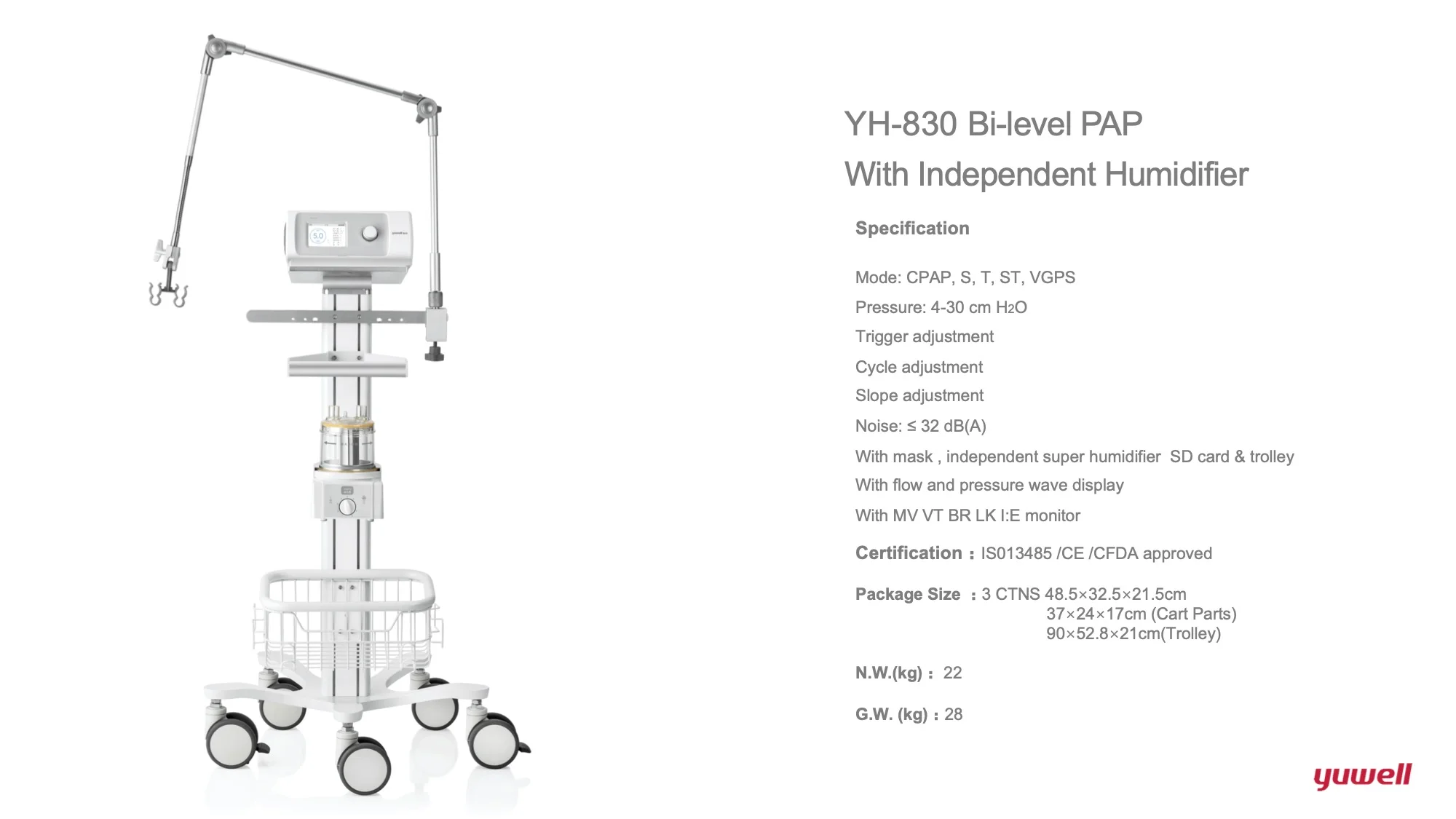 YH830 Bi-level CPAP System For Sale