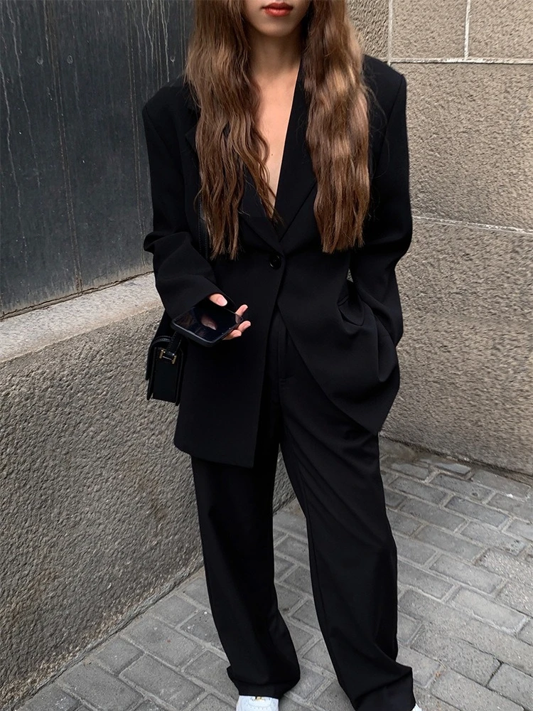 Fashionable Slim Fit Black Blazer for Women 2025 Spring and Autumn New Arrival Solid Color Slimming Casual Long Sleeve Blazers