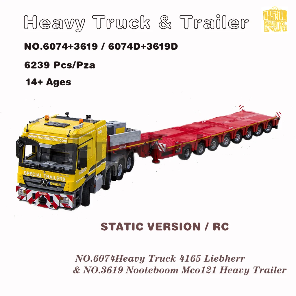 MOC-6074 Heavy Truck 4165 Lib & MOC-3619 121 Heavy Trailer With PDF Drawings Building Blocks Bricks Toy Gifts