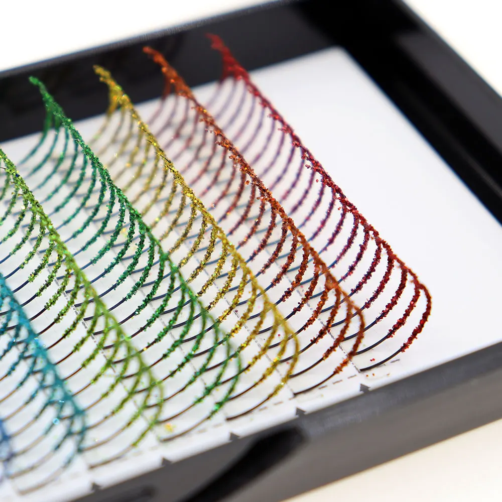 Regenbogenfarbene, glänzende Pailletten-Wimpern, gemischte Farben, künstliche Wimpern für Party, Weihnachten, Halloween, Datum, glitzernde Wimpern – Detail 5