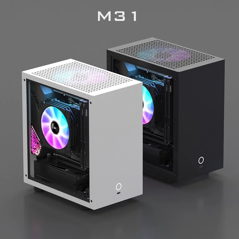 حافظة M21/M31 Mini ITX - 1U PSU ودعم المبرد 120 مم، وحدة معالجة الرسومات منخفضة المستوى، وهيكل HTPC مدمج