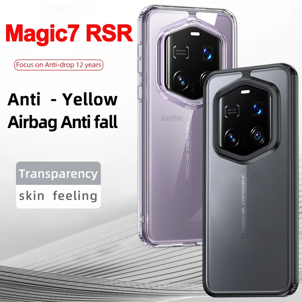 Case for HUAWEI HONOR Magic 7 RSR 7RSR Clear Back Cover Soft TPU Silicone Frame Matte Translucent PC Hard Shockproof Airbag Capa