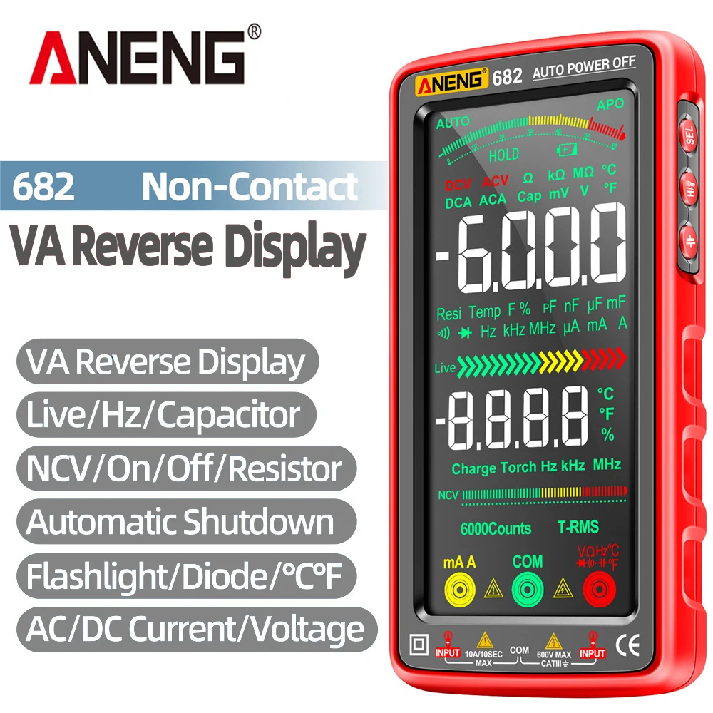 ANENG 682 Multimeter Smart Professional AC/DC Ammeter Voltage Tester Rechargeable Electric Ohm Diode Tester Tool for Electrician