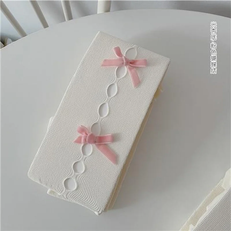 

Колготки-чулки в стиле Sweet and Spicy Girl Pure Desire, кремово-белые, с бантом ручной работы, ажурным кружевом и сеткой, молочно-белые, JK