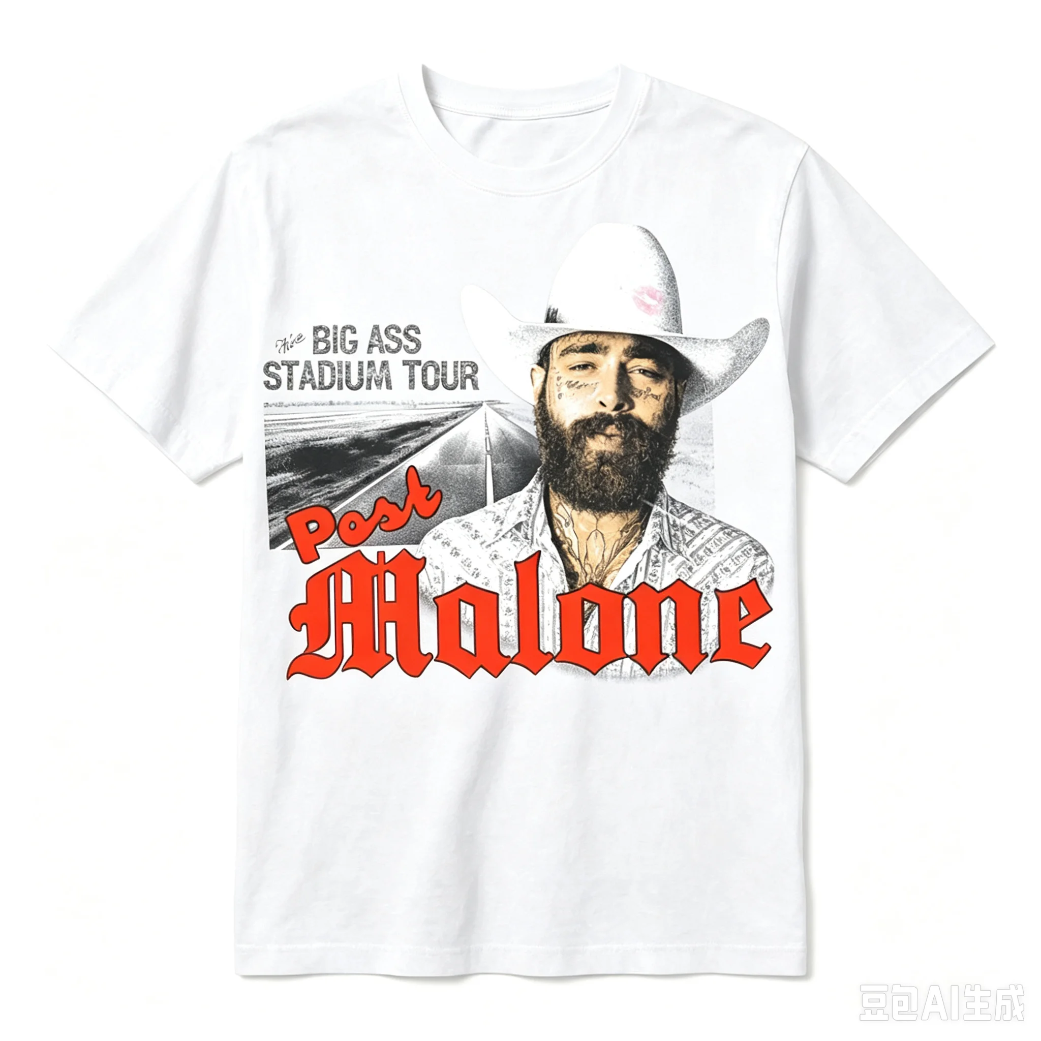 2026 Post Malone Big Ass Stadium Tour Retro Portrait Pattern Cotton Short Sleeve Hip Hop Street Wear Fan Concert Merch T-shirt