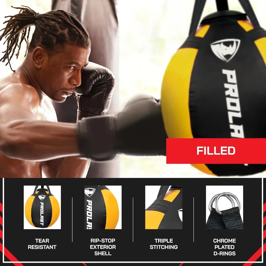 كيس تثقيب ثقيل على شكل كرة للبالغين بخطاف علوي للجسم، معدات تدريب الملاكمة MMA Muay Thai المملوءة #3