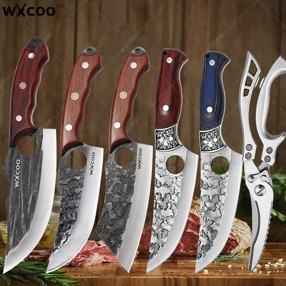 

WXCOO Professional Kitchen Knives Stainless Steel Boning Knife Slicing Kitchen Cooking Meat Cleaver Butcher Fruit Knife