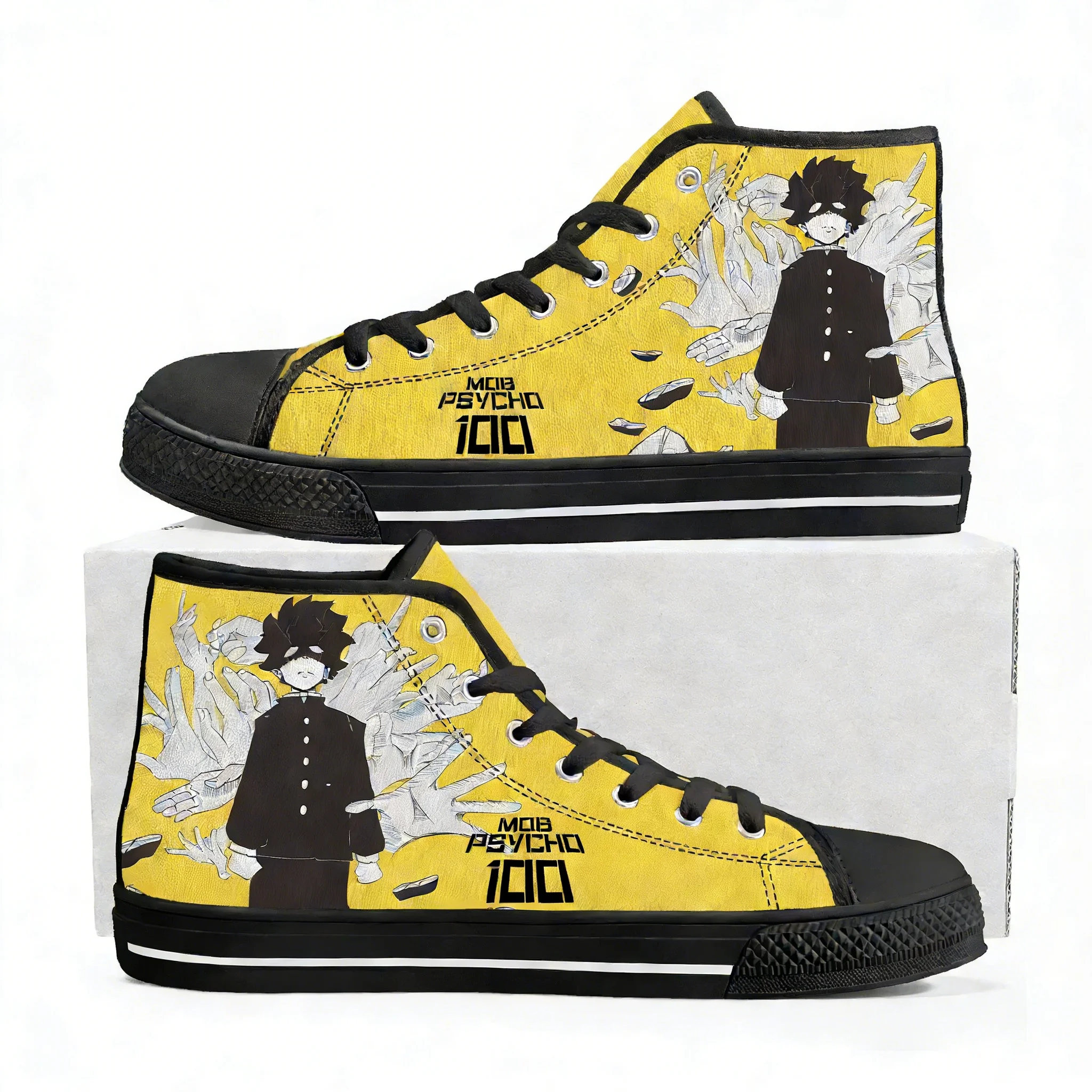 

Mob Psycho 100 High Top Sneakers Men Women Teenager High Quality Fashion Trend Canvas Sneaker Built Casual Couple Custom Shoe