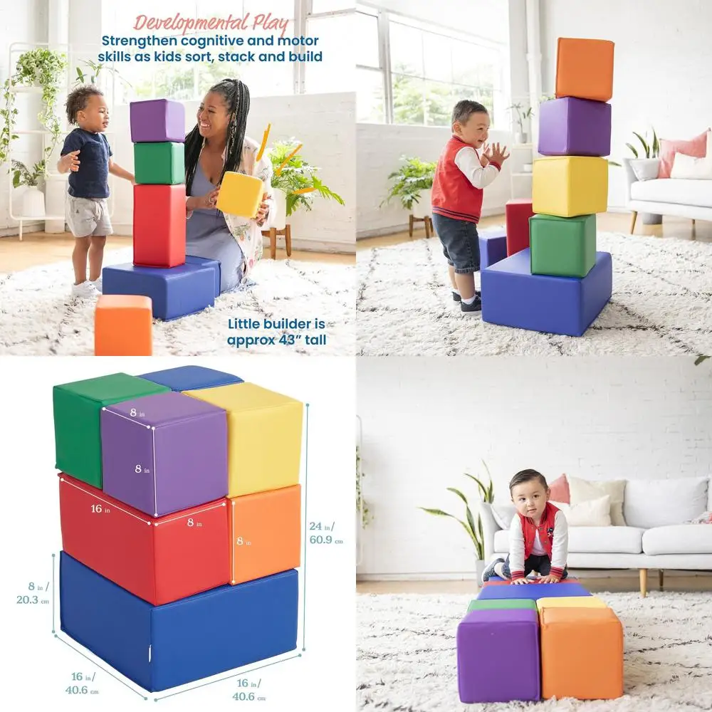ECR4Kids Set di blocchi di schiuma morbida, assortimento giocoso, varietà da 7 pezzi