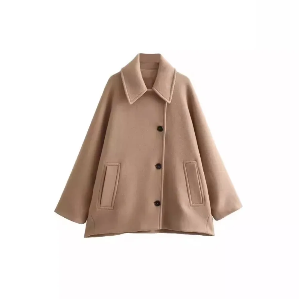 Abrigo de solapa a la moda para mujer, chaqueta de manga larga con un solo pecho y bolsillo, gabardina elegante de calle alta para otoño e invierno