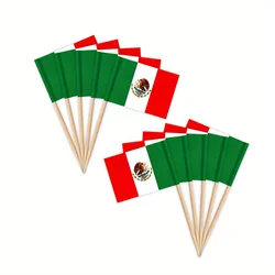 100pcs Mexican Toothpick Flags, Cupcake Topper Decorated With Mexican Flag, Mini Baton Flag Decorated With Food Picks