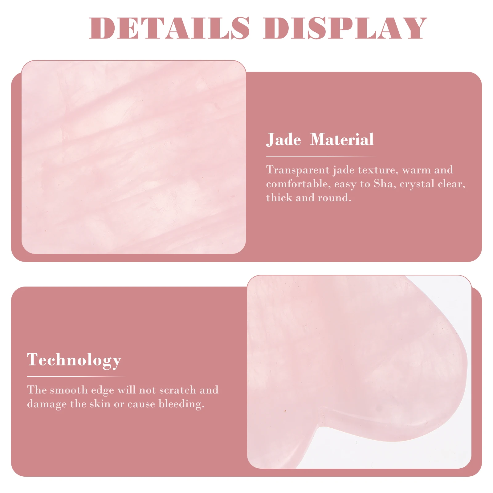 

Rose Quartz Gua Sha Board Jade Massage Tool Facial Scraping Plate Skin Moisture Pain Relief Durable Use Unique Shape Easy Carry
