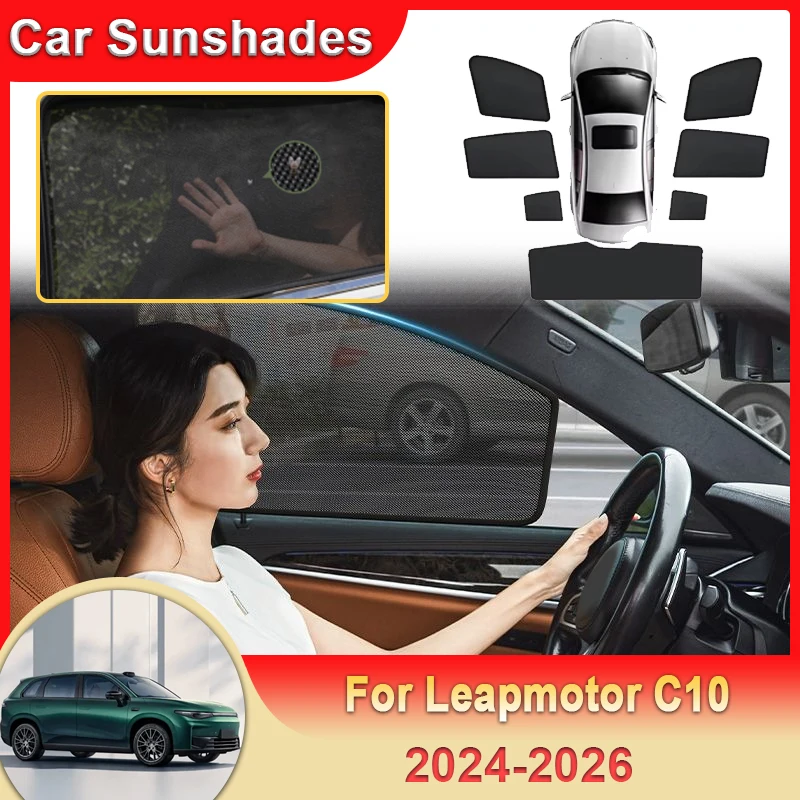 

Magnetic Sunshade For Leapmotor C10 2024 2025 2026 Car Mesh Sunshade Visor Blocking Curtain Privacy Shading Sun Protection Parts