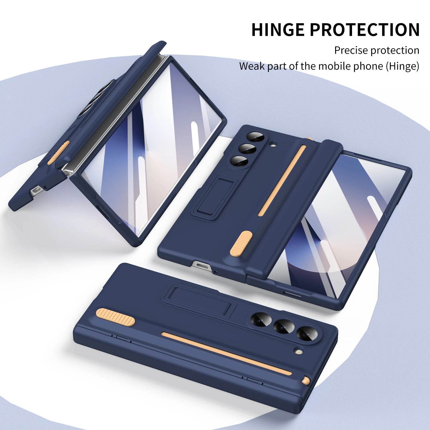 With S Pen Holder For Samsung Galaxy Z Fold 8 7 6 5 4 3 2 Hinge Case TriFold Shockproof Full Screen Protector Glass film Cover view 6