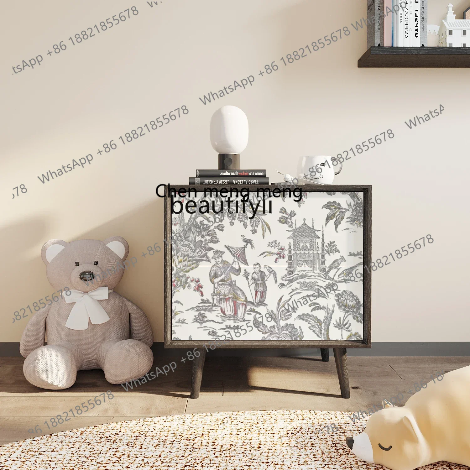 cn8350 LHY zq Bedside Table Simple Modern Small Cabinet Solid Wood Light Luxury Side Cabinet Bedside Table Side Table Storage Ca