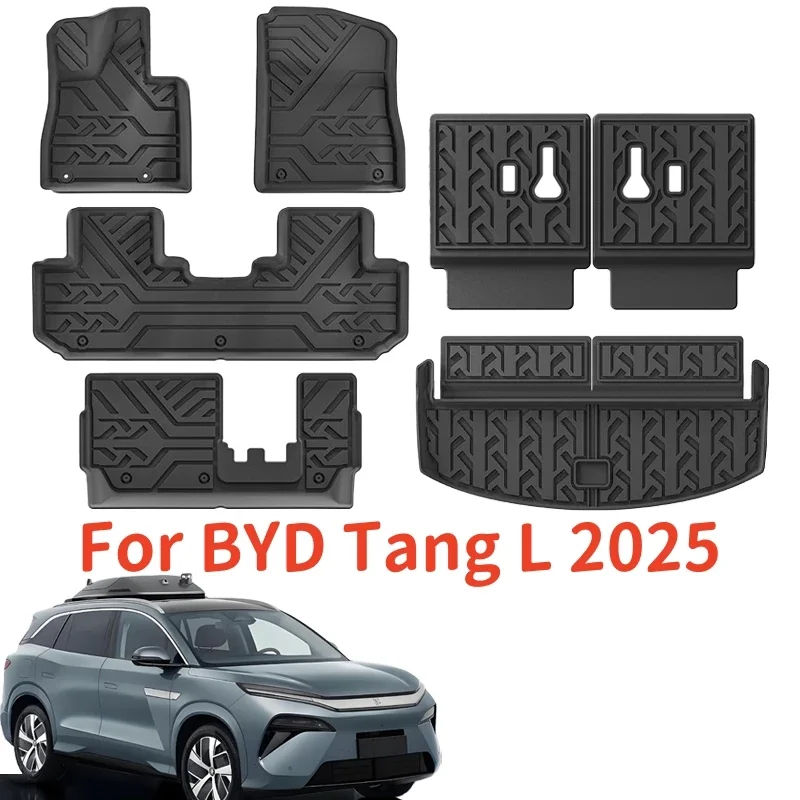 

For BYD Tang L 2025 TPE Floor Mats & Cargo Liners , All Weather Protection Anti-Slip Double-Layers and Trunk Mats