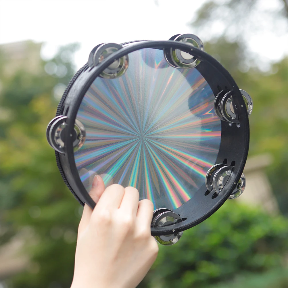 

Tambourine Drum Double Row Bells Radiant Hand Drum Wooden Body Stainless Steel Parts Eco Paint Crisp Sound Scratch