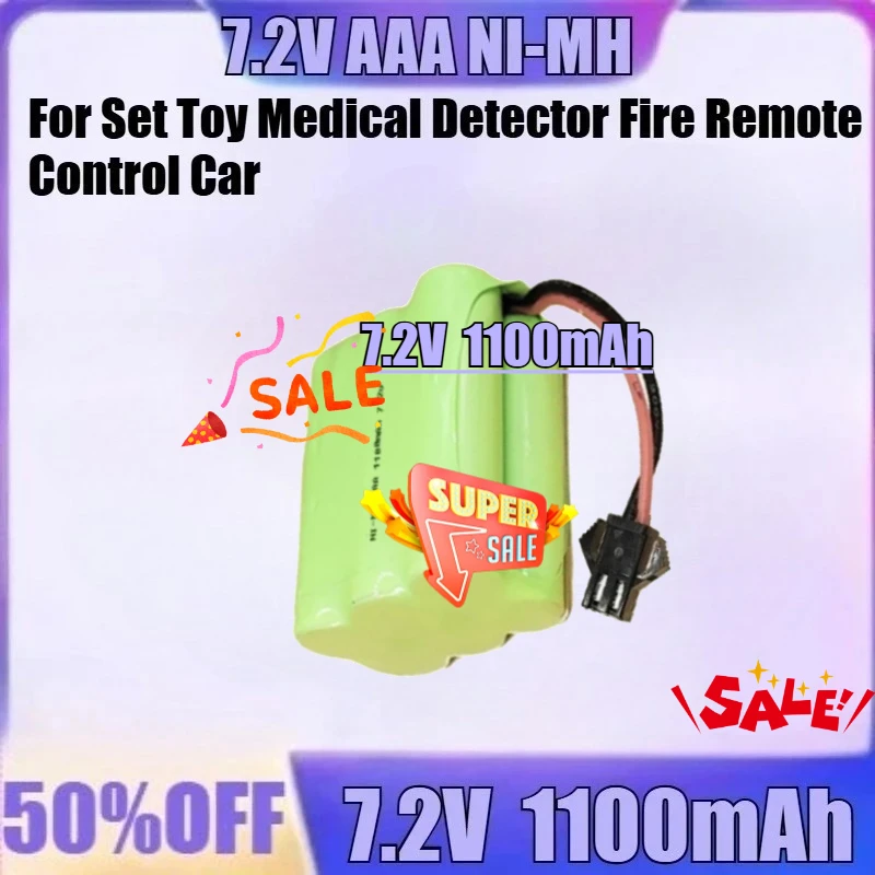 

7.2V 1100mAh For Set Toy Medical Detector Fire Remote Control Car New 7.2V AAA Ni-MH Battery 1100mAh Rechargeable Battery