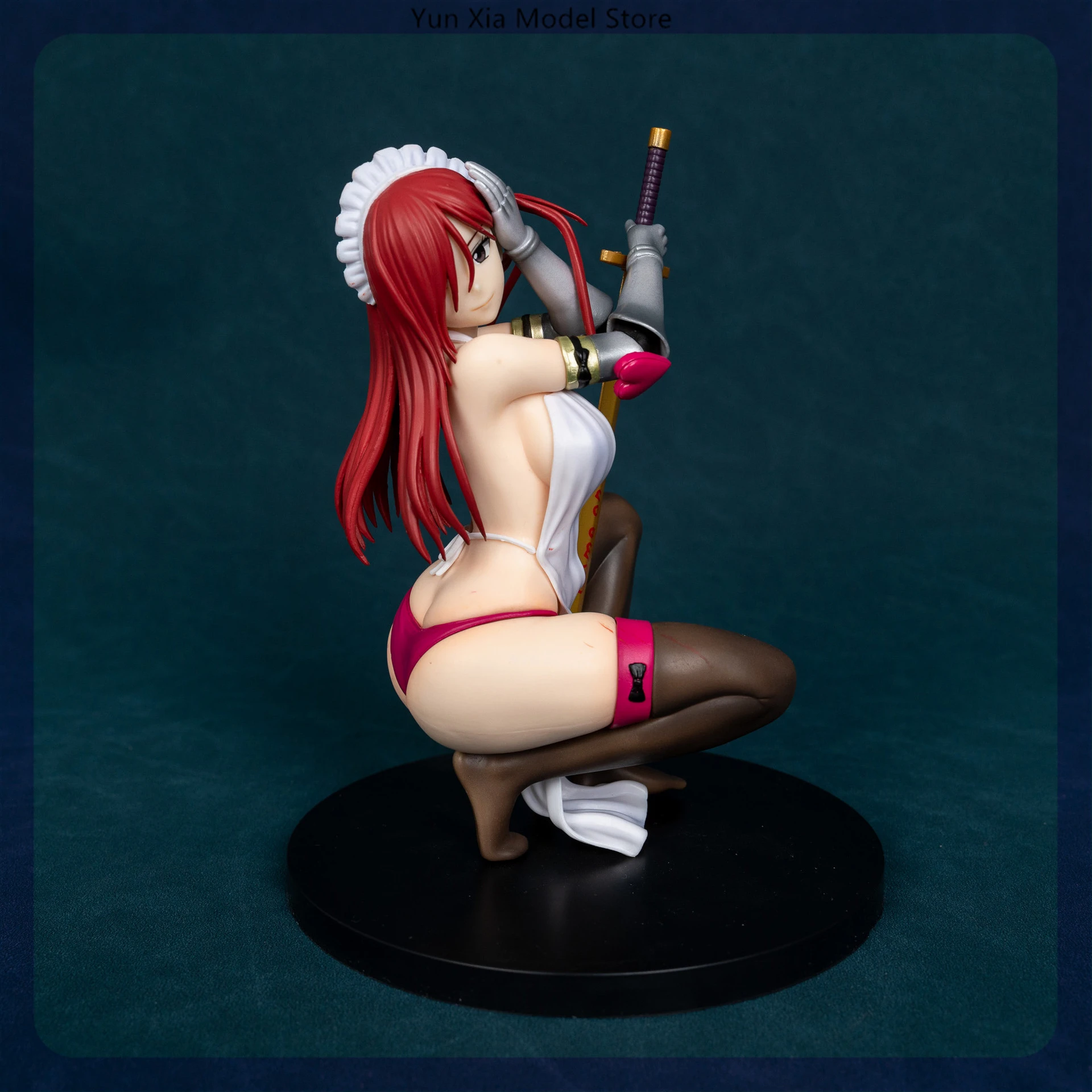 

19cm Fairy Tail Erza Scarlet Squat Posture Animation Girl Figure Model Statue Boys Collection Desktop Decoration Ornament Toys