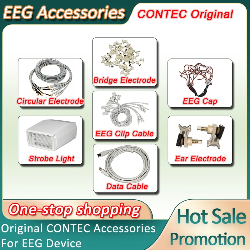 Accessori Originali Contec Serie Eeg KT88: Cavo Clip Eeg / Elettrodo A Ponte / Elettrodo A Clip Auricolare / Cuffia Eeg / Luce Stroboscopica Ecc.-image