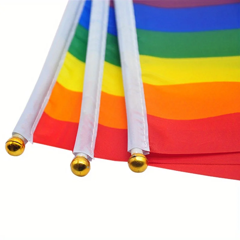 10 قطع 14X21cm قوس قزح العلم اليد المموجة العلم مثلي الجنس ثنائي الجنس المتحولين جنسيا Pansexual LGBT فخر شهر