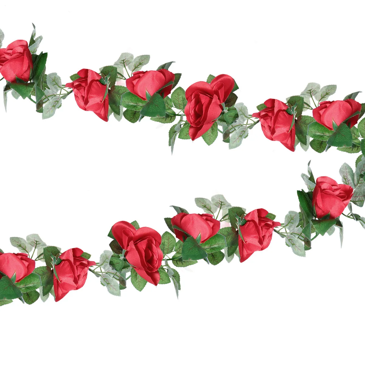 2pcs Simulation Rose Vine Artificial Rattan Decor For Home Garden Party Wedding Fence Wall Stairs Air Conditioning Pipe