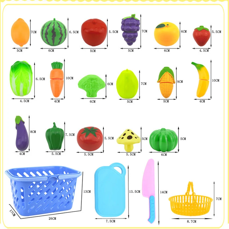 어린이 주방 장난감, 과일 야채 절단 시뮬레이션, 음식 요리 절단 장난감, 소년 소녀용 놀이 집 장난감, 23 개