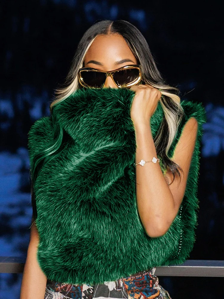 Sexy Furry Turtleneck Sleeveless Jackets Women Warm Cut Out Casual Waistcoat 2025 Fall Winter Harajuku Elegant Y2K Clothes 2 Sexy Furry Turtleneck Sleeveless Jackets Women Warm Cut Out Casual Waistcoat 2025 Fall Winter Harajuku Elegant Y2K Clothes 2