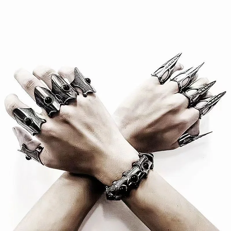 ZHUHE الهيكل العظمي شبح مخلب حلقة مفتوحة نمط Cyberpunk للنساء الرجال مجوهرات اكسسوارات هدايا الحفلات #3