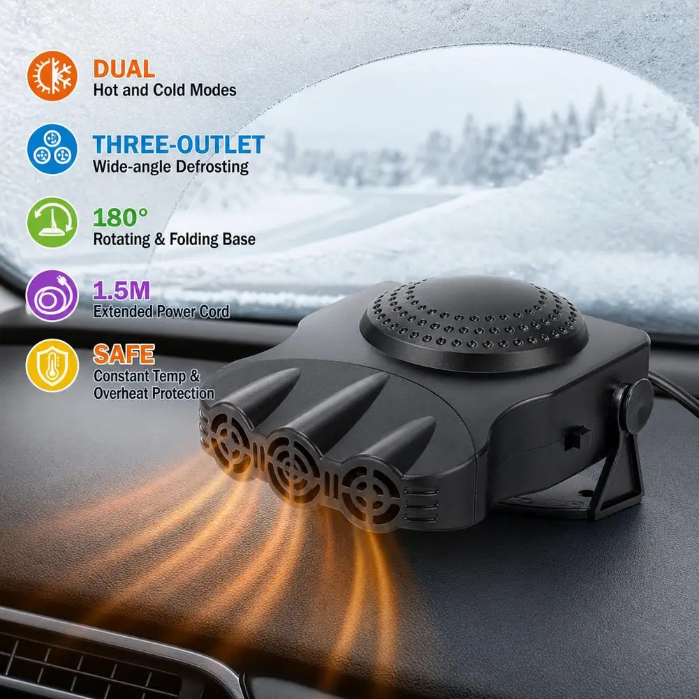 Electric Car Heater Fan 12V/24V Portable Windshield Demister Defroster, Fast Heating Dryer for Winter Car Interior Warming