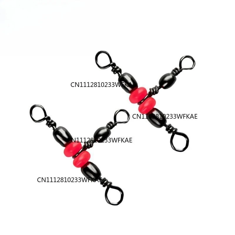 100 pcs/pack Japanese new three-pronged swivel red bead bifurcator fishing accessories stainless steel 8-ring connector