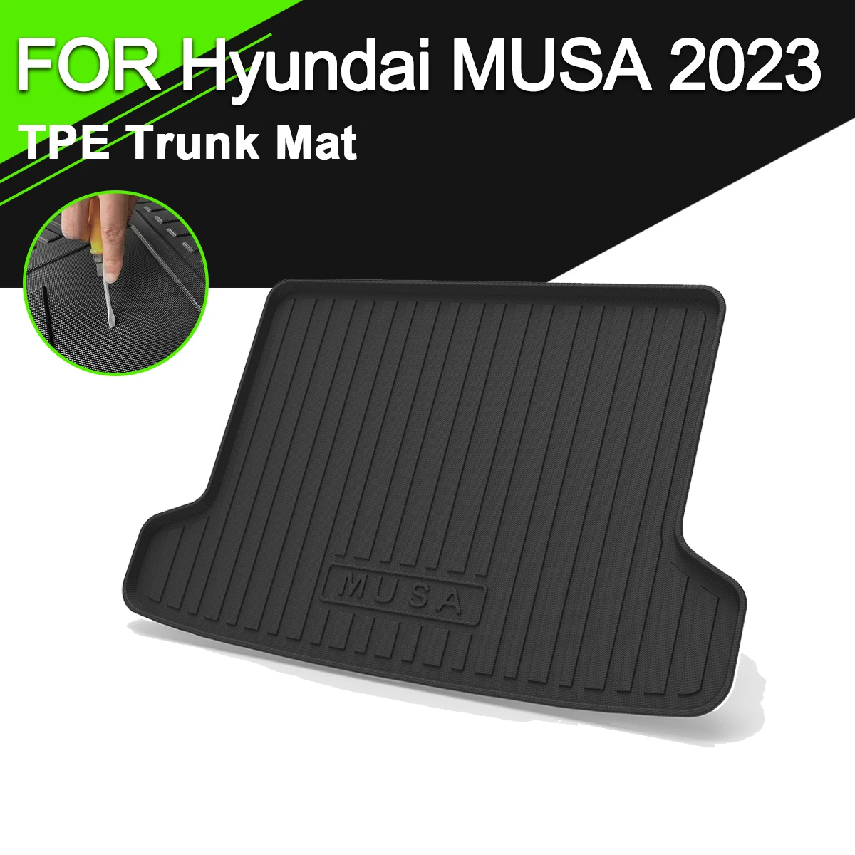 

Trunk Mat TPE FOR Hyundai MUSA 2023 Car Waterproof Non-Slip Rubber Cargo Liner Accessories